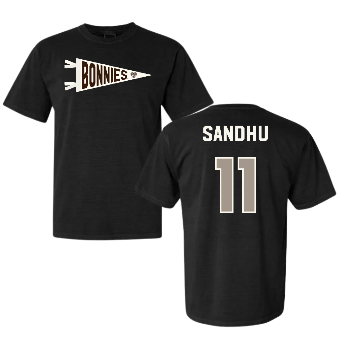 St. Bonaventure University Soccer Black Pennant Comfort Colors Tee - #11 Ishana Sandhu