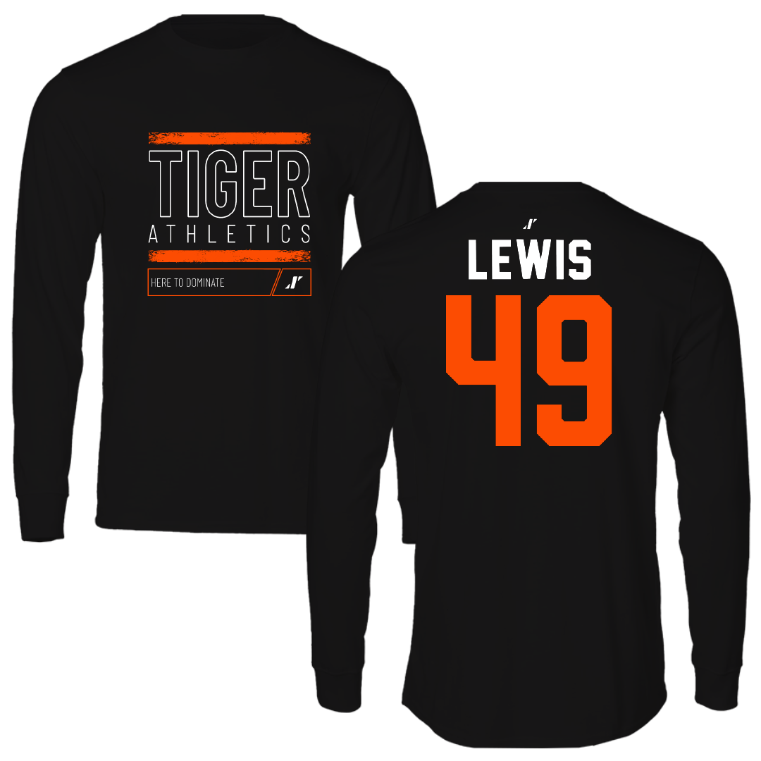 East Central University Football Black Dominate Performance Long Sleeve - #49 Amajah Lewis