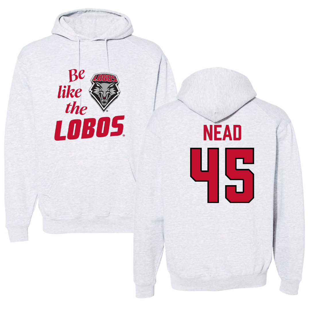 University of New Mexico Football Light Gray Be Like Us Hoodie - #45 Keayen Nead