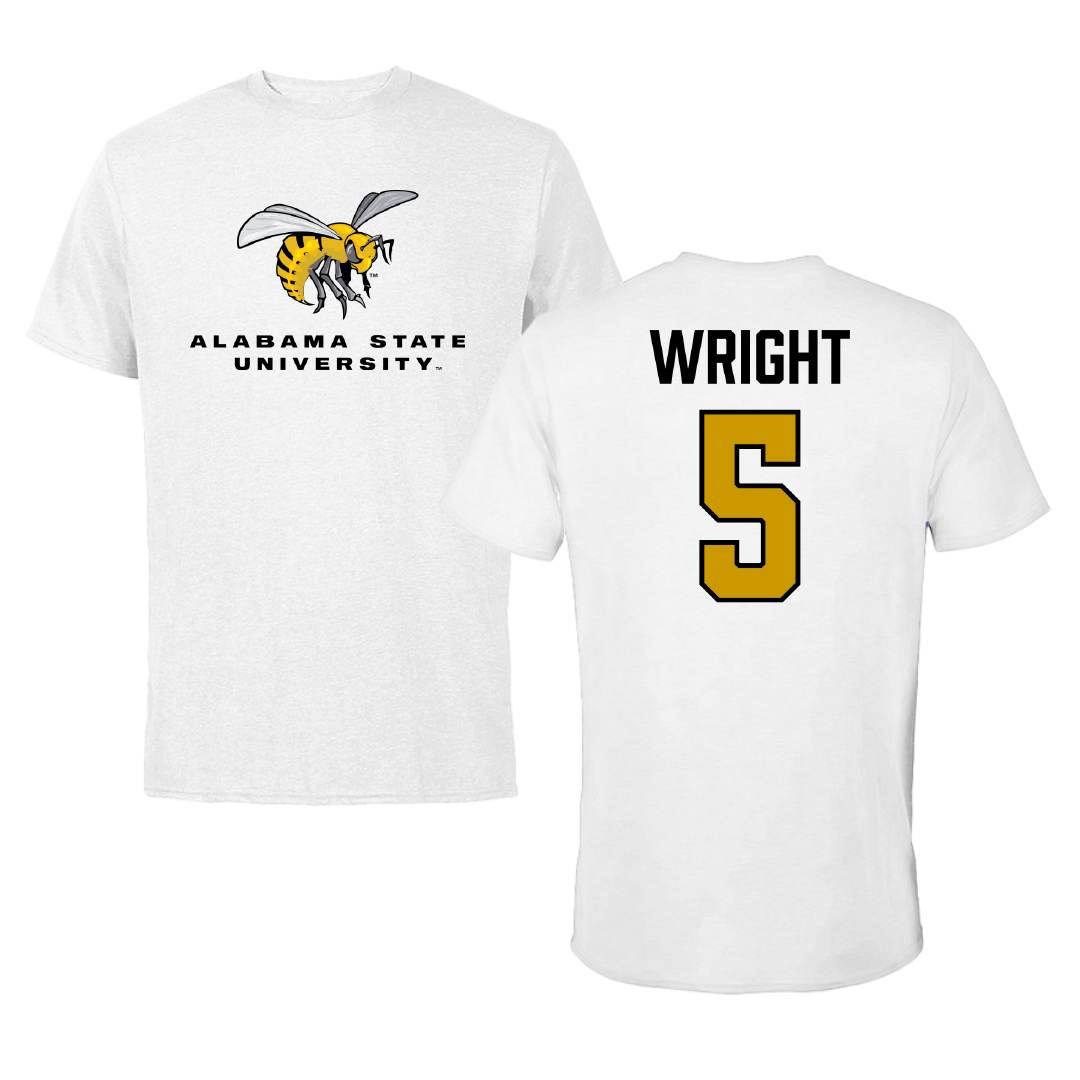 Alabama State University Football White Tee - #5 Taco Wright