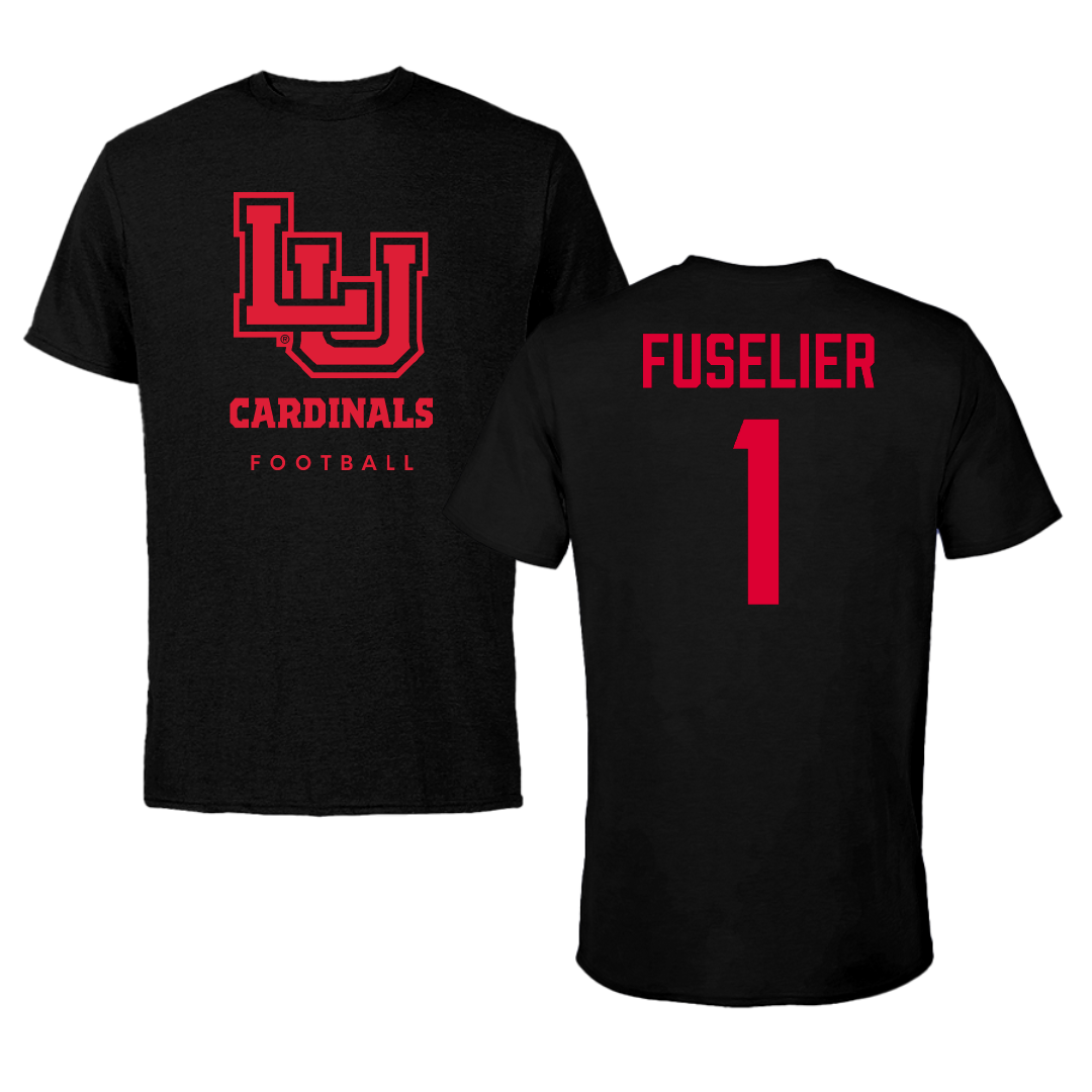 Lamar University Football Black Cardinal Tee - #1 Kyndon Fuselier