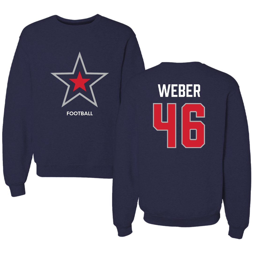 Robert Morris University Football Navy Mascot Crewneck - #46 Zach Weber