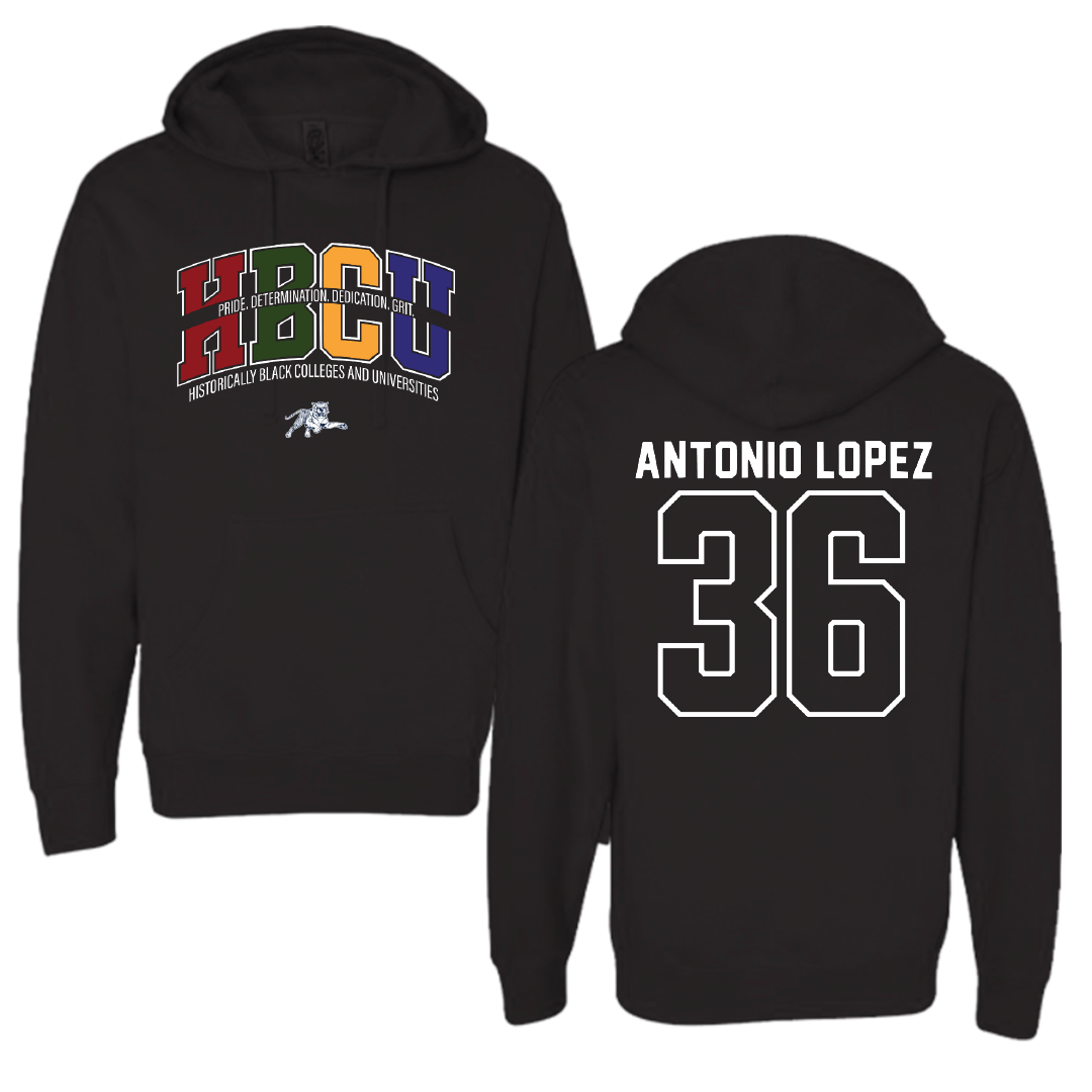 Jackson State University Soccer Black HBCU Hoodie - #36 Karime Antonio Lopez