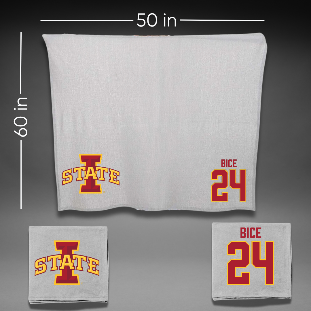 Iowa State University Soccer Gray Blanket - #24 Jocelyn Bice