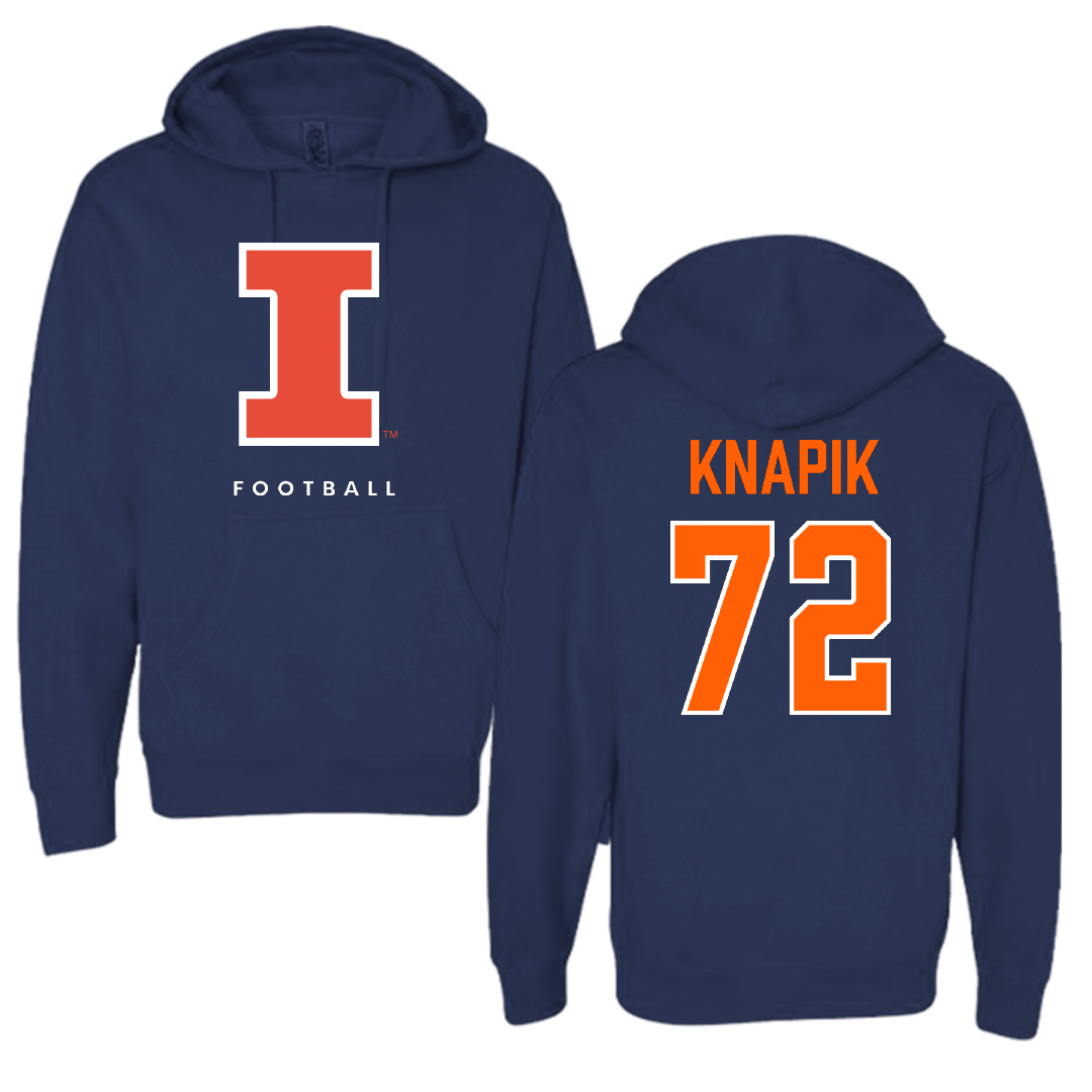 University of Illinois Football Navy Hoodie - #72 Ayden Knapik