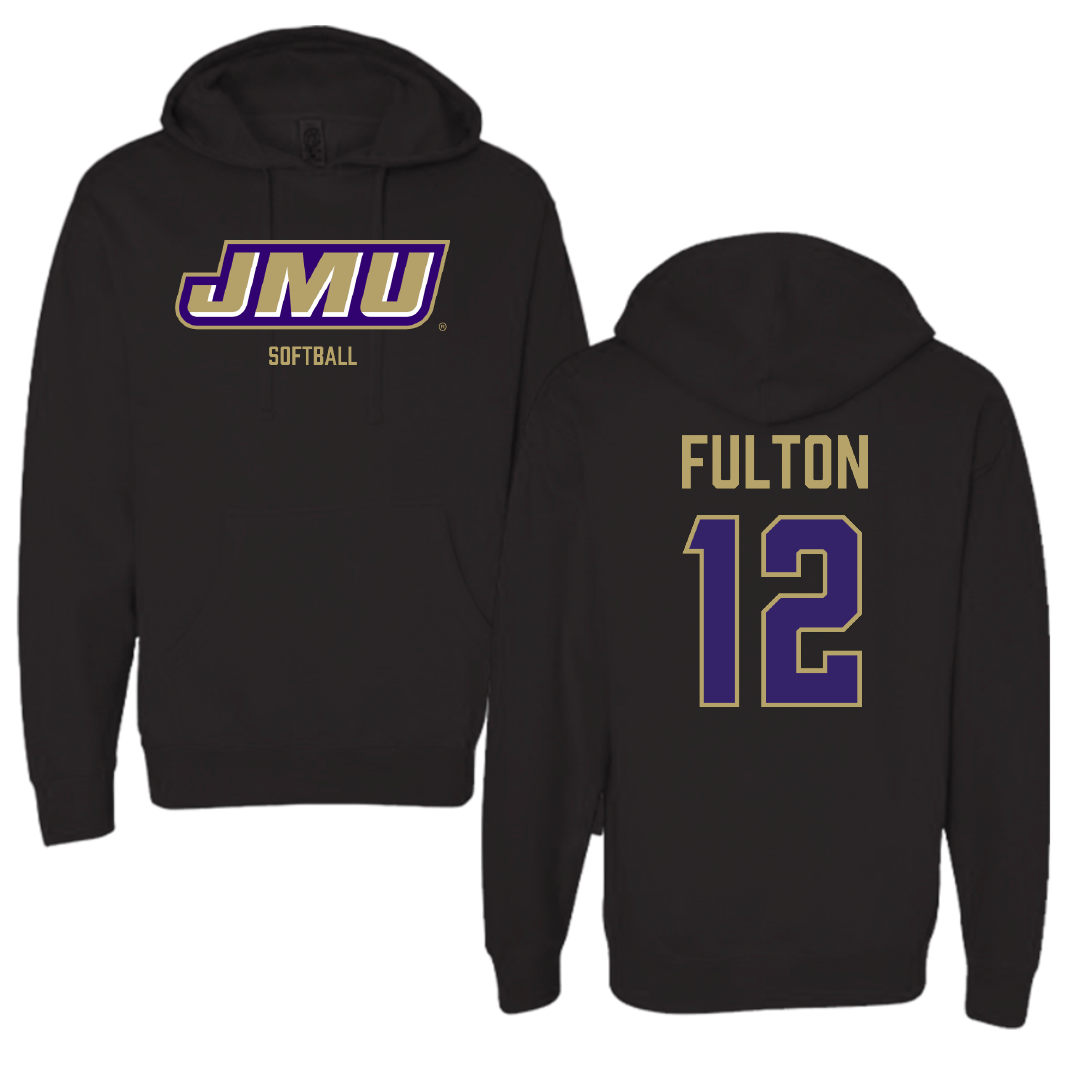 James Madison University Softball Black Hoodie - #12 Lauren Fulton