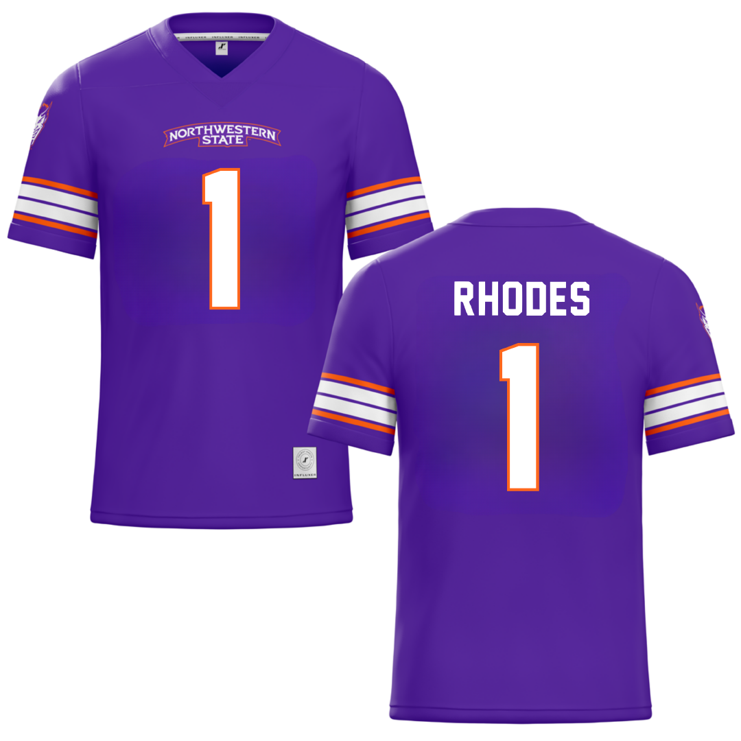 Northwestern State University Purple Football Jersey - #1 Dylan Rhodes