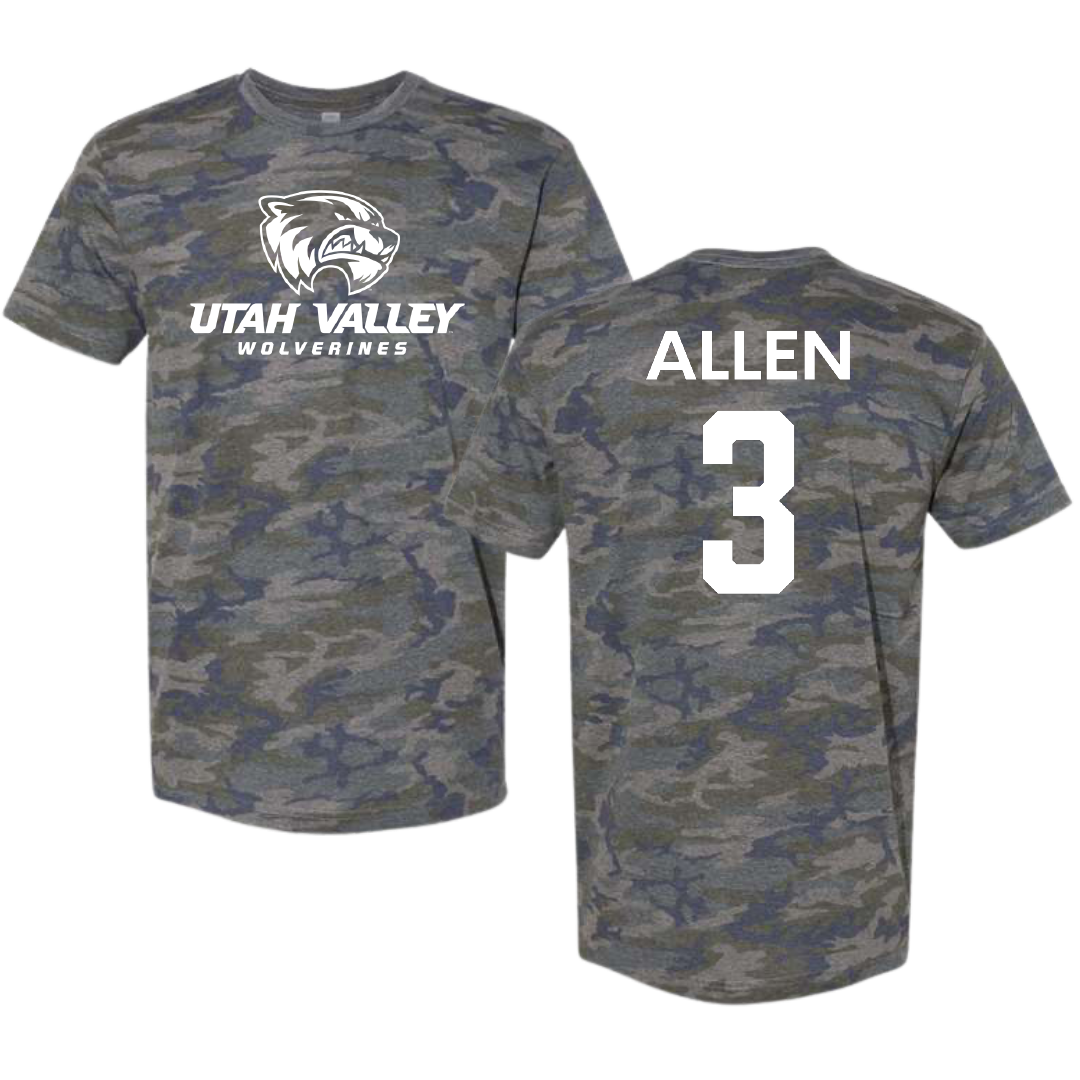 Utah Valley University Basketball (M) Vintage Camo Tee - #3 Drake Allen