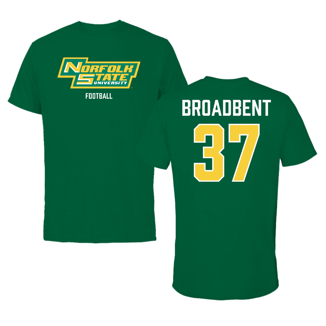Norfolk State University Football Green Performance Tee - #37 Kaleb Broadbent