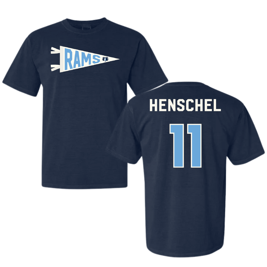 University of Rhode Island Baseball Navy Pennant Comfort Colors Tee - #11 Ryan Henschel