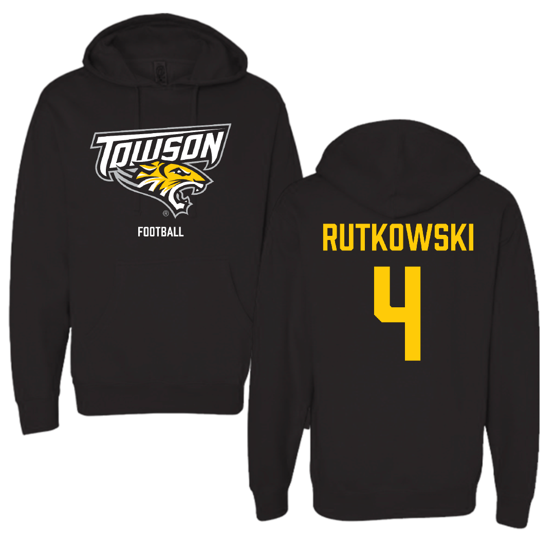 Towson University Football Black Hoodie - #4 Evan Rutkowski