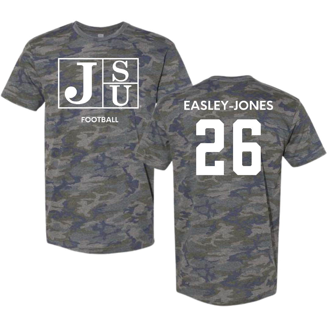 Jackson State University Football Vintage Camo Tee - #26 Tavarious Easley-Jones