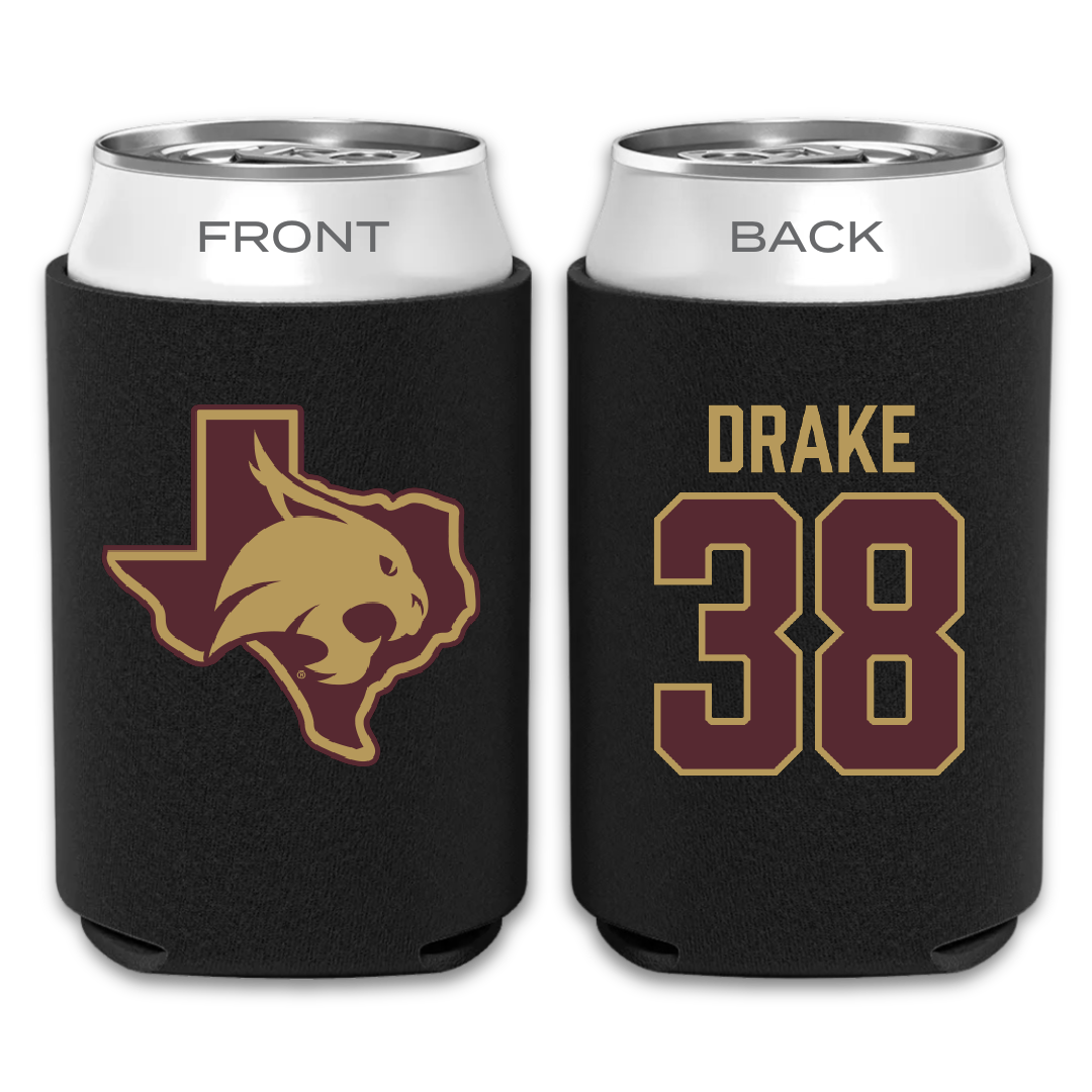Texas State University Baseball Black Can Cooler - #38 Colten Drake