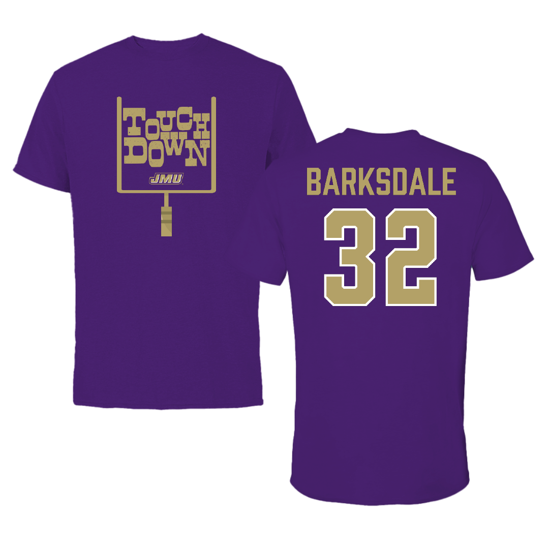 James Madison University Football Purple Touchdown Tee - #32 DJ Barksdale