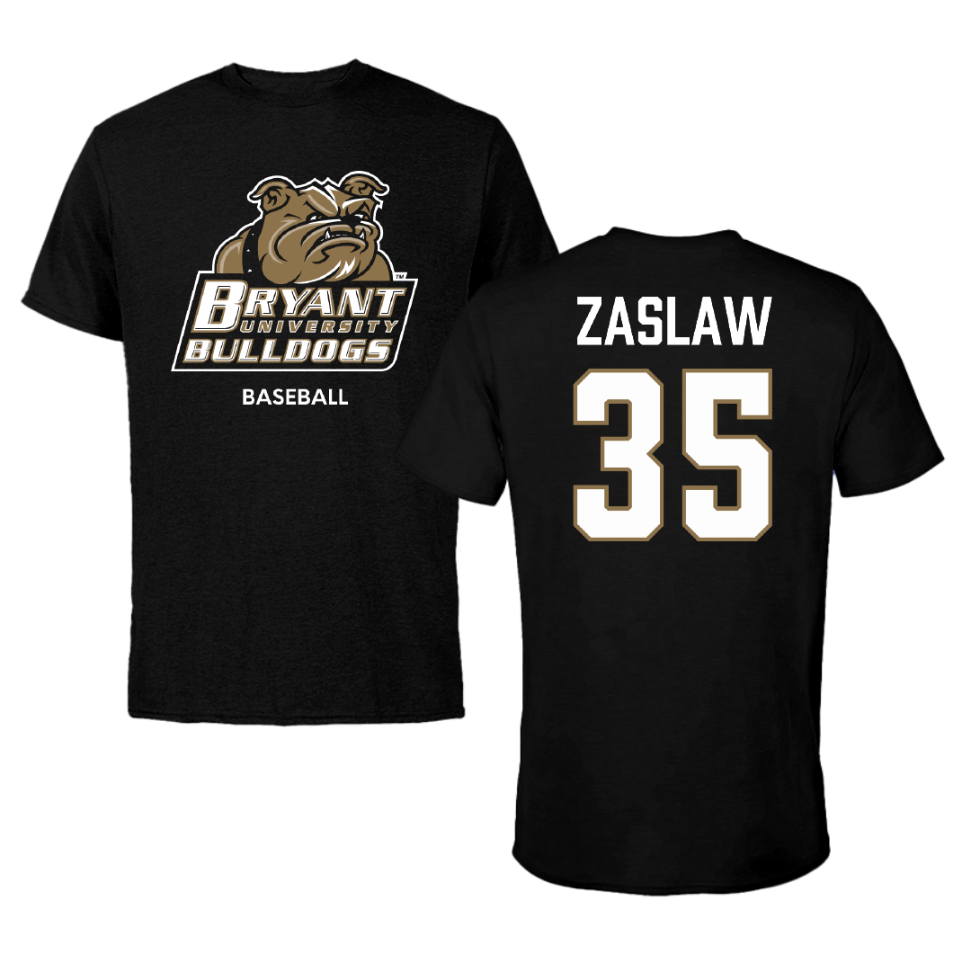 Bryant University Baseball Black Performance Tee - #35 Sean Zaslaw