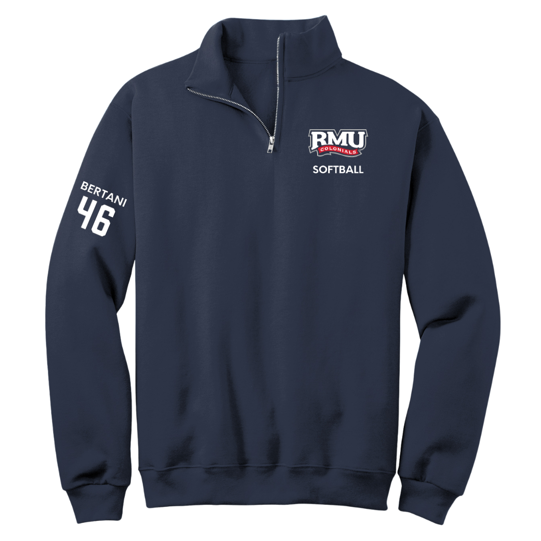 Robert Morris University Softball Navy Quarter-Zip - #46 Bailee Bertani