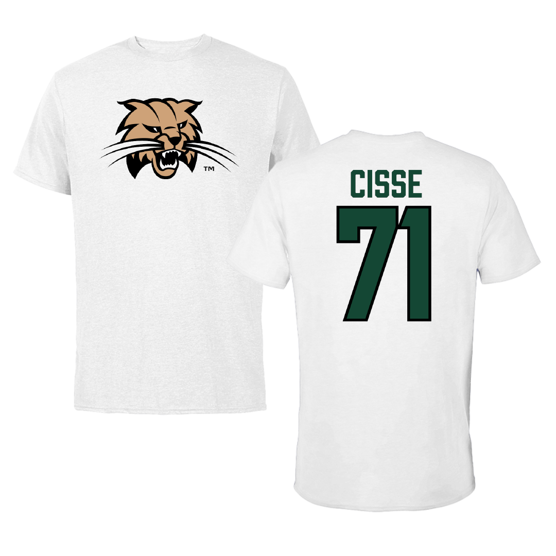Ohio University Football White Performance Tee - #71 Tigana Cisse