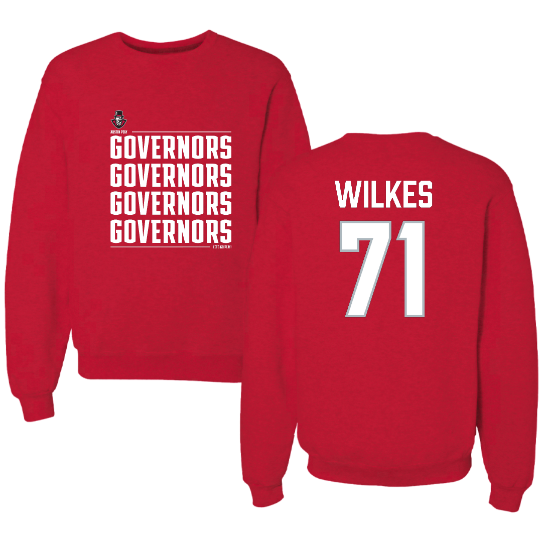 Austin Peay State University Football Red General Crewneck - #71 Harrison Wilkes