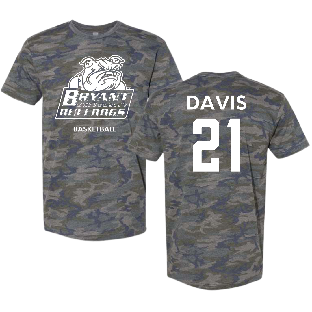 Bryant University Basketball (M) Vintage Camo Tee - #21 Aaron Davis