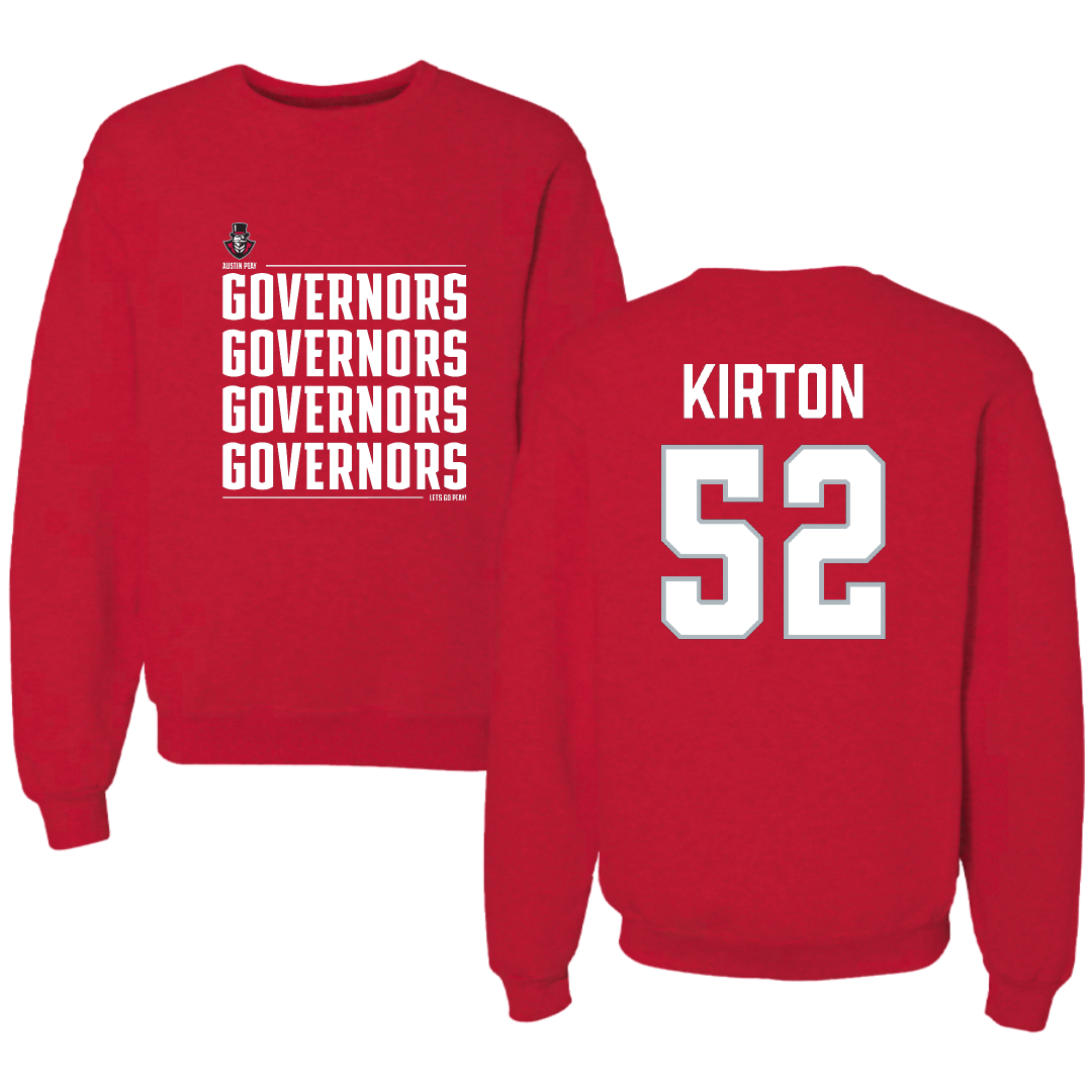 Austin Peay State University Football Red General Crewneck - #52 Chandler Kirton