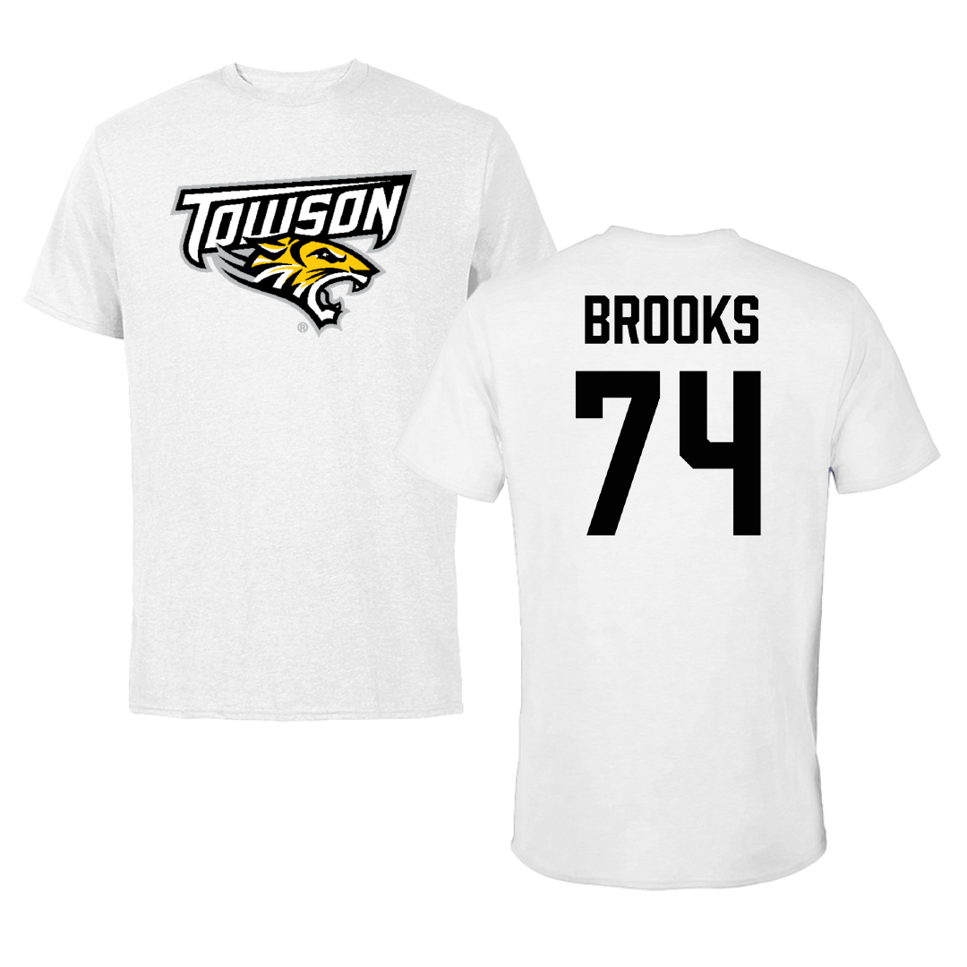 Towson University Football White Performance Tee - #74 KJ Brooks