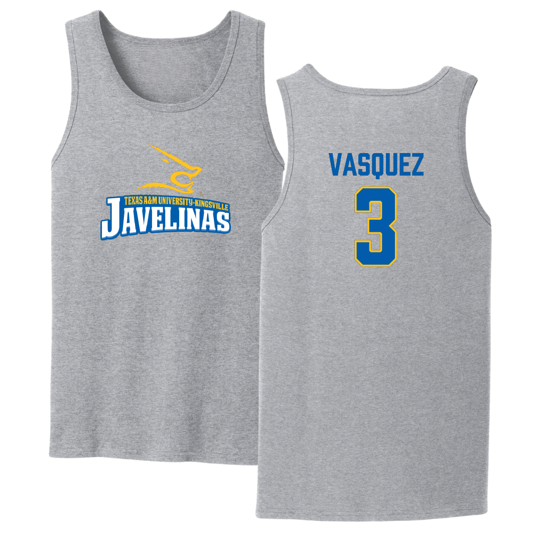 Texas A&M University-Kingsville Beach Volleyball Sport Gray Tank Top - #3 Kalani Vasquez