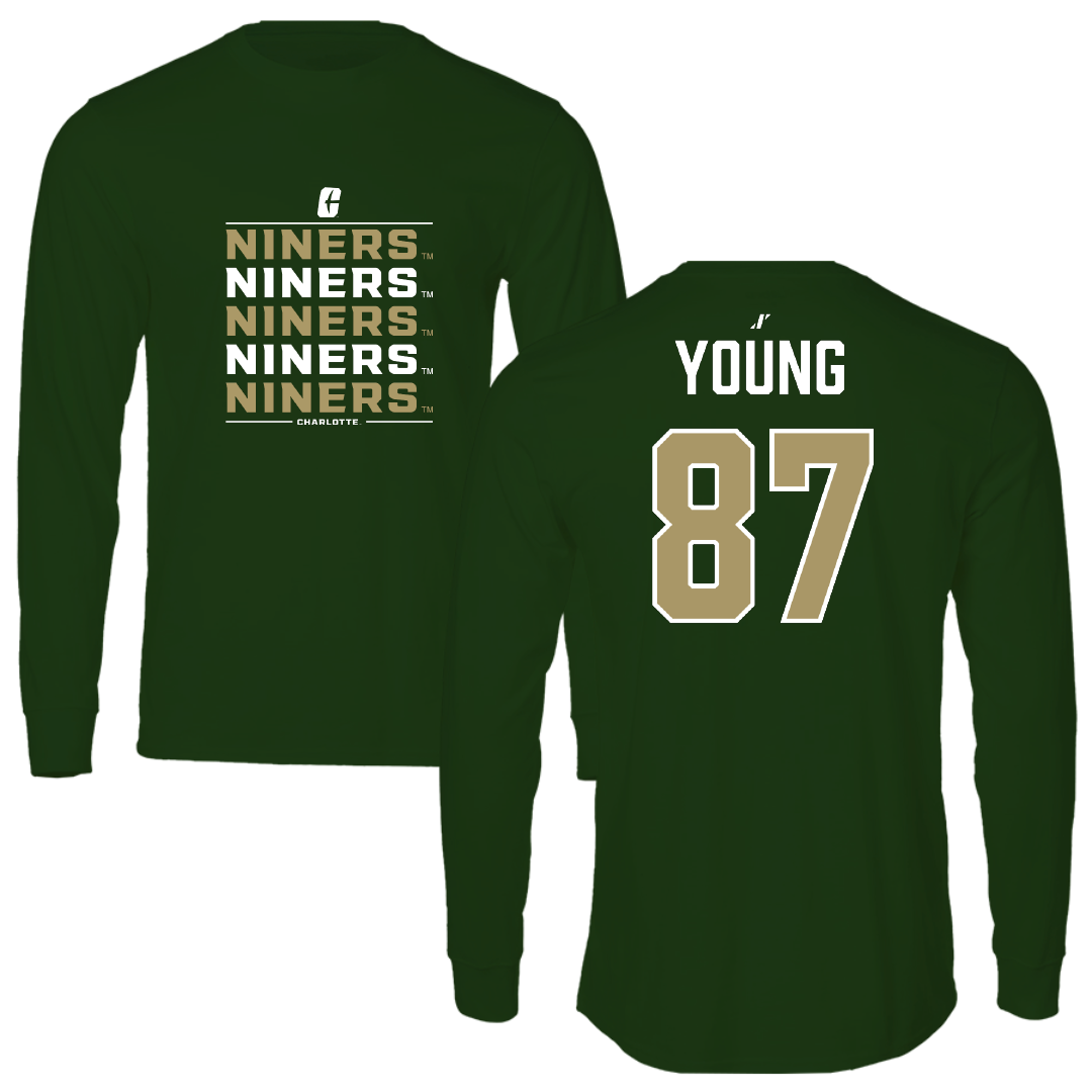 The University of North Carolina at Charlotte Football Forest Green General Long Sleeve - #87 Jake Young