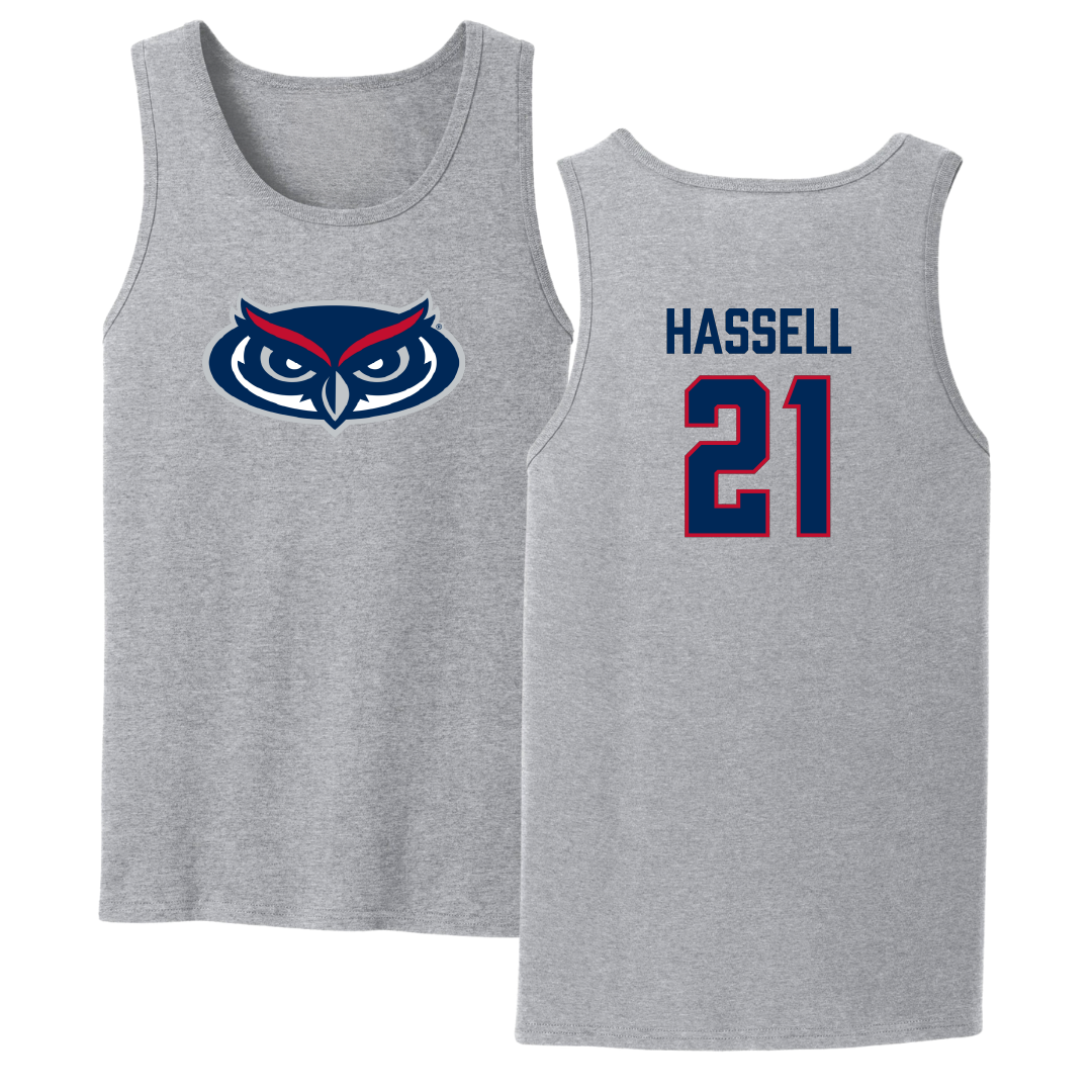 Florida Atlantic University Soccer Sport Gray Tank Top - #21 Zach Hassell