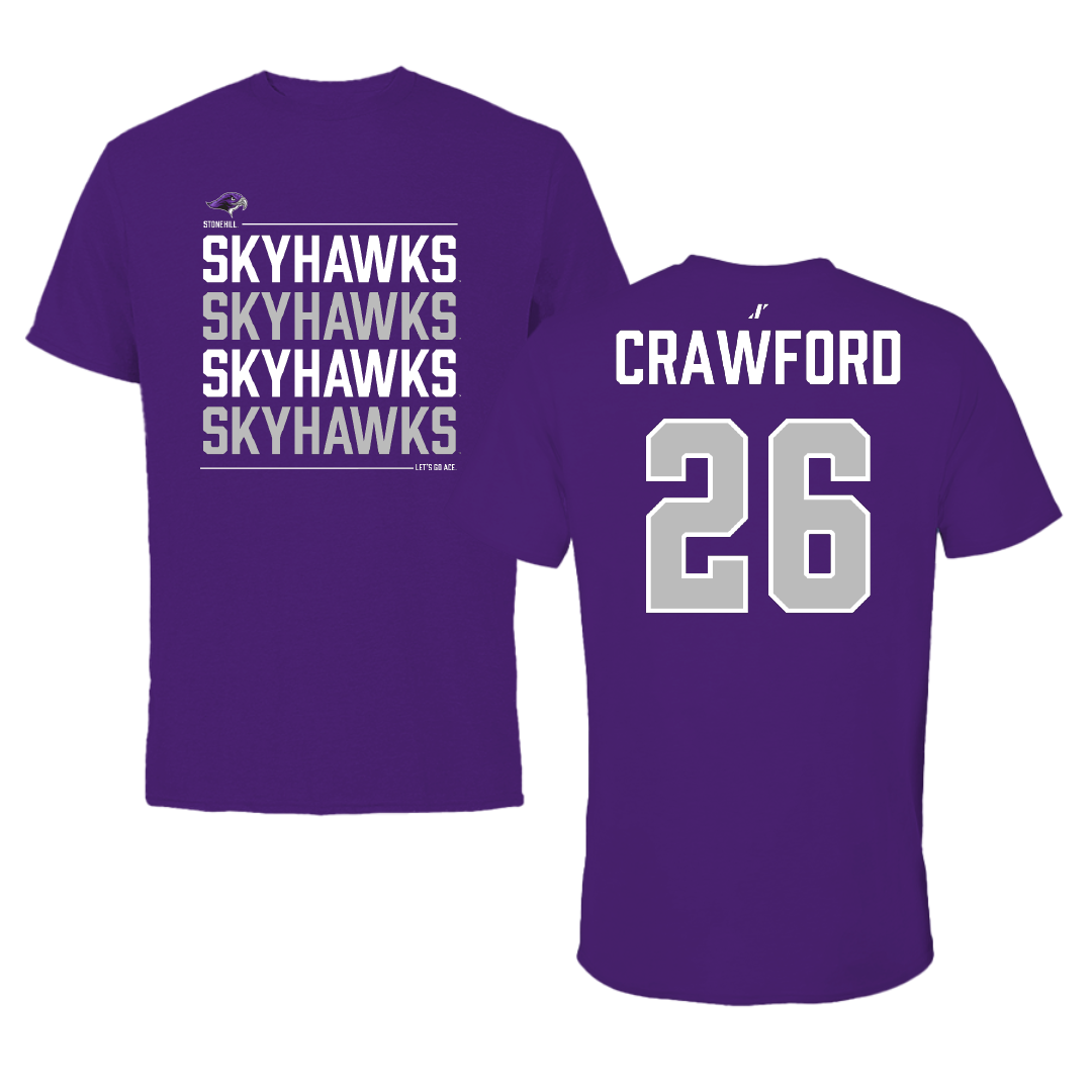 Stonehill College Football Purple General Tee - #26 Marcus Crawford