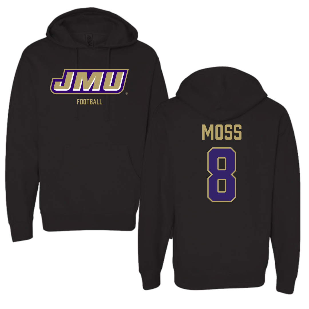 James Madison University Football Black Hoodie - #8 Max Moss