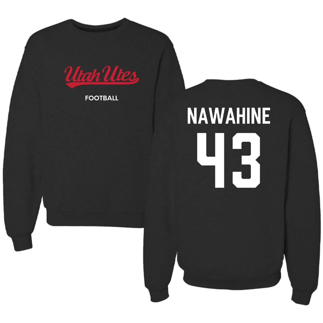 University of Utah Football Black Crewneck - #43 Gavin Nawahine