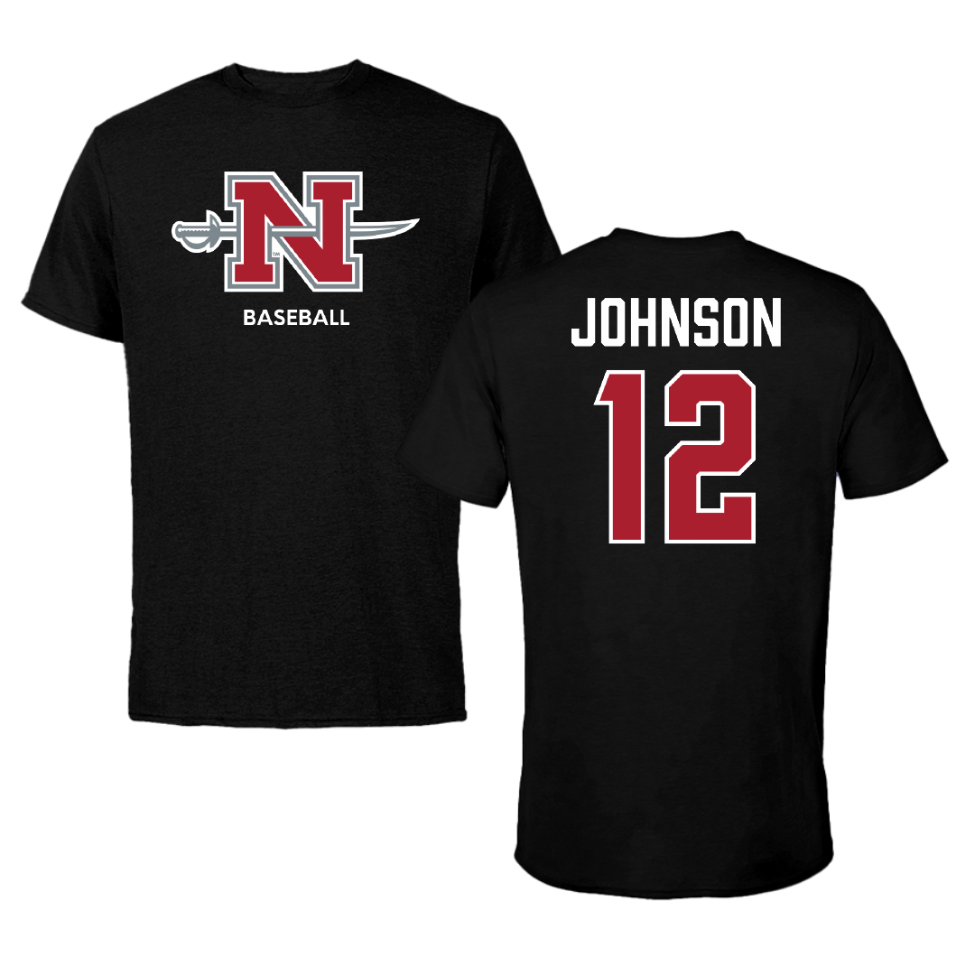 Nicholls State University Baseball Black Mascot Tee - #12 Tyler Johnson