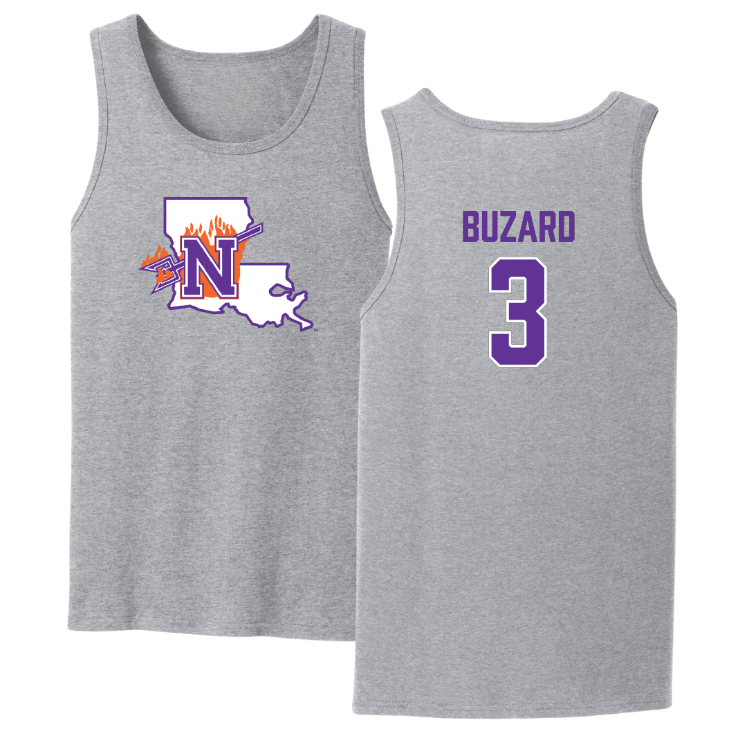 Northwestern State University Baseball Sport Gray Tank Top - #3 Lathen Buzard