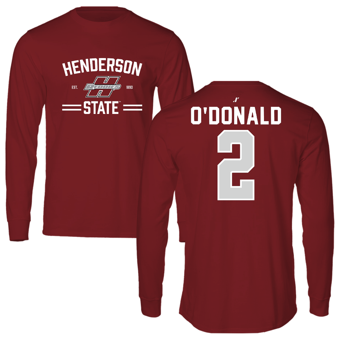 Henderson State University Football Cardinal General Long Sleeve - #2 Fredrick O'Donald