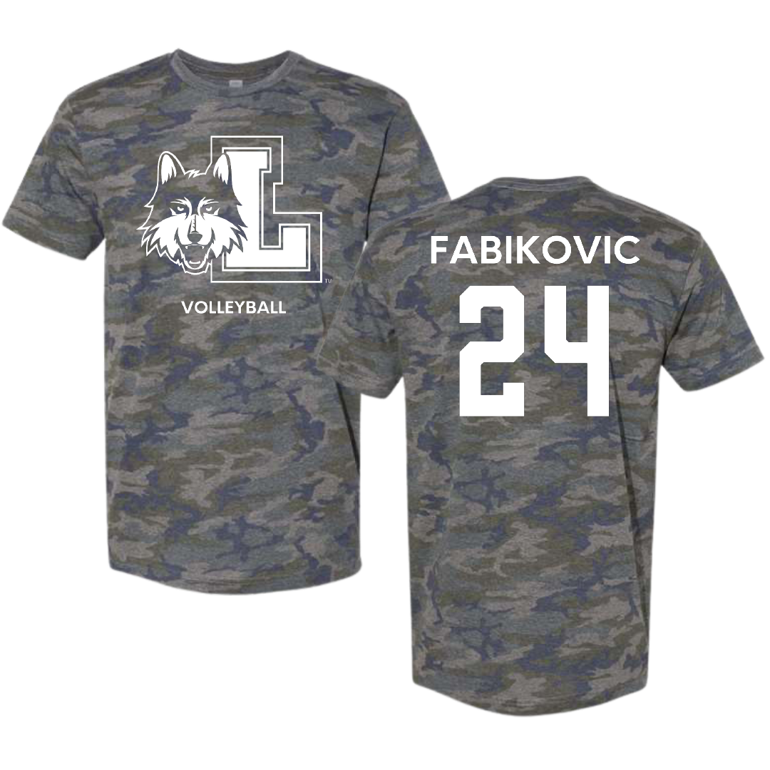 Loyola University-Chicago Volleyball (M) Vintage Camo Tee - #24 Daniel Fabikovic