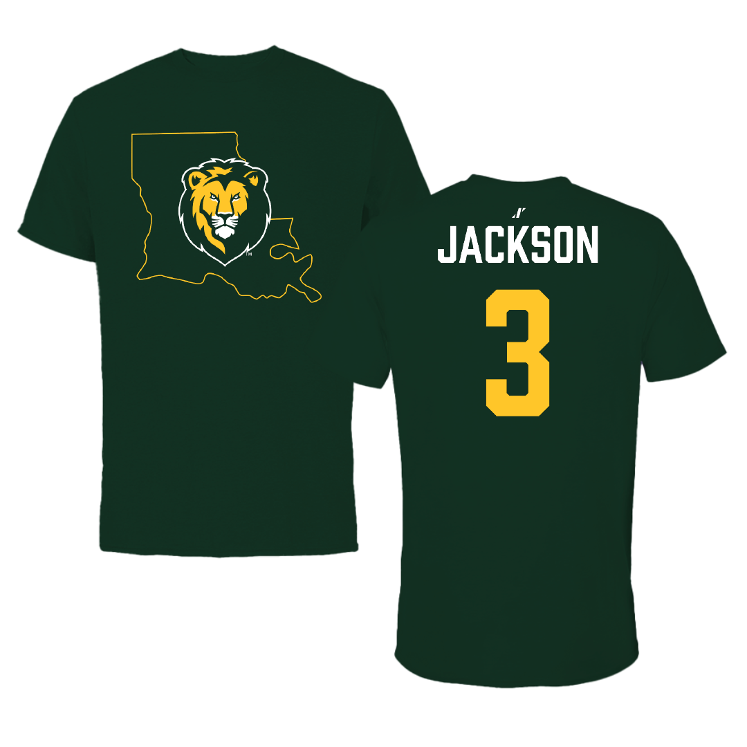 Southeastern Louisiana University Football Forest Green State Tee - #3 Deantre Jackson