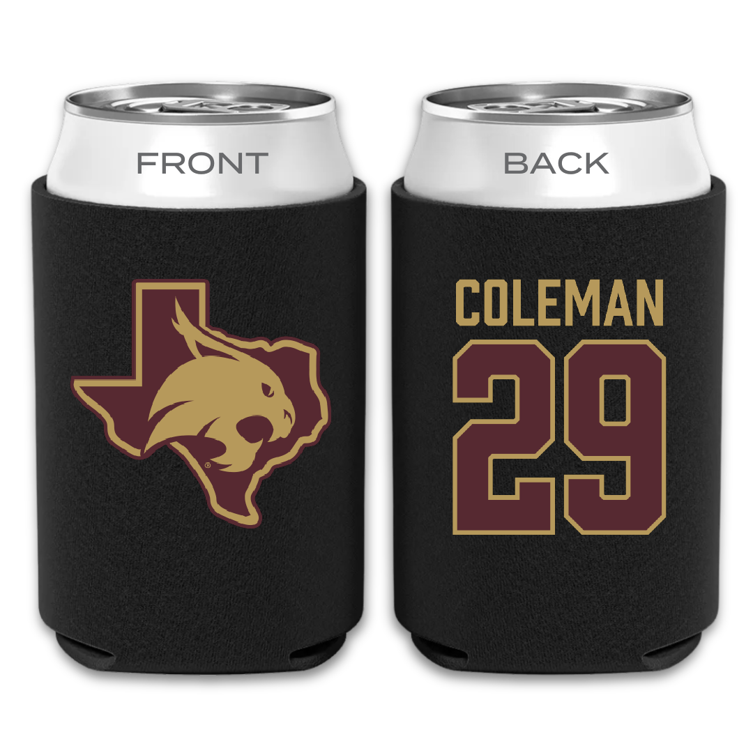 Texas State University Football Black Can Cooler - #29 Caleb Coleman