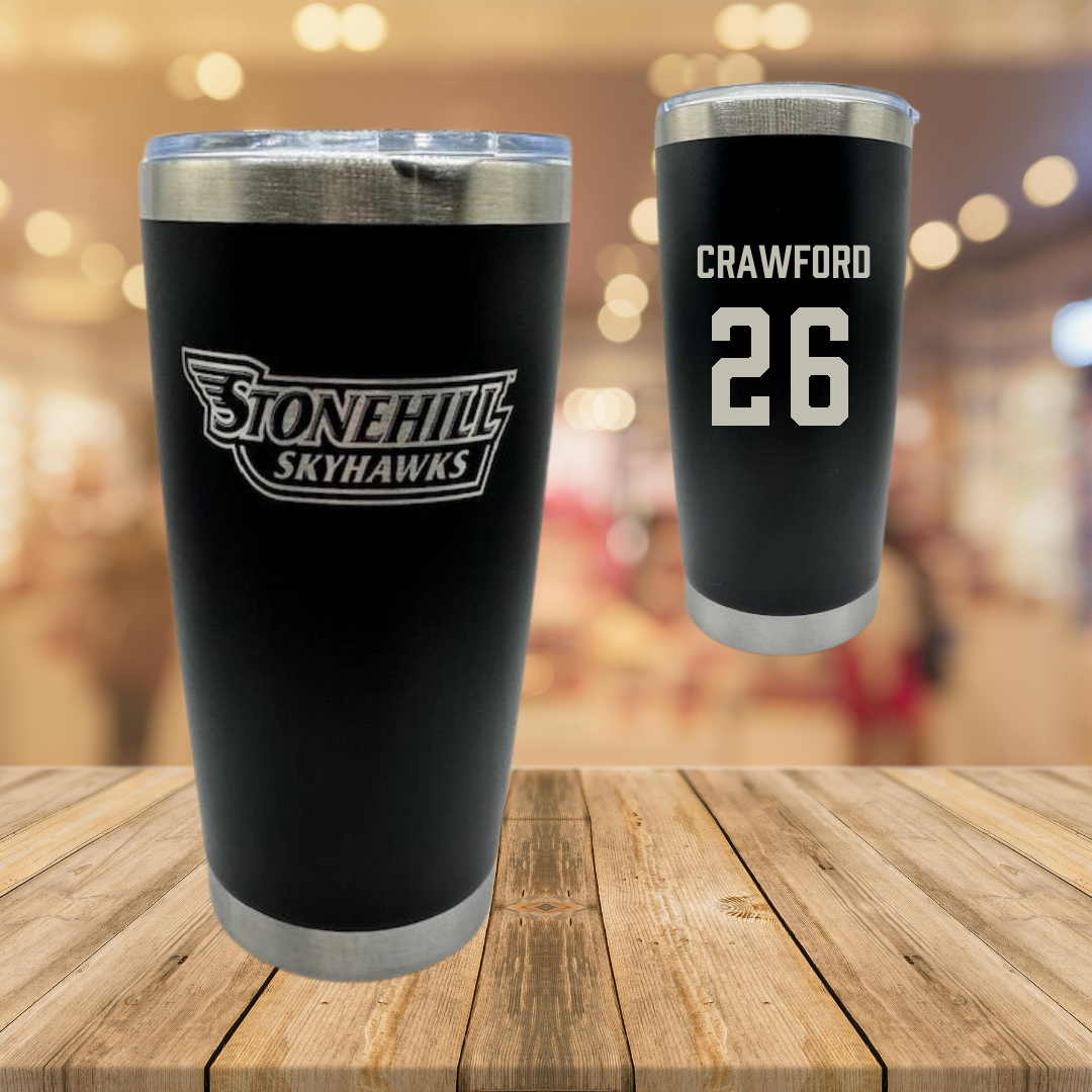 Stonehill College Football Black Stainless Steel Tumbler - #26 Marcus Crawford