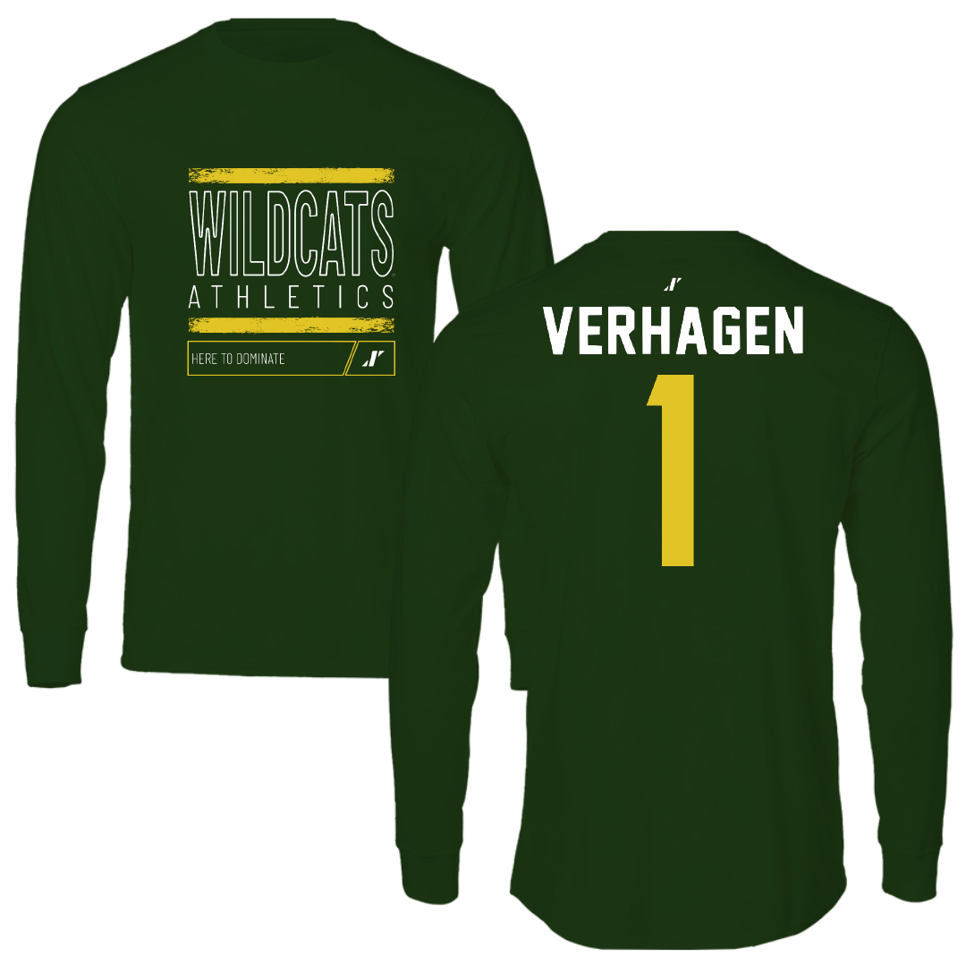 Northern Michigan University Basketball Forest Green Dominate Performance Long Sleeve - #1 Casey Verhagen