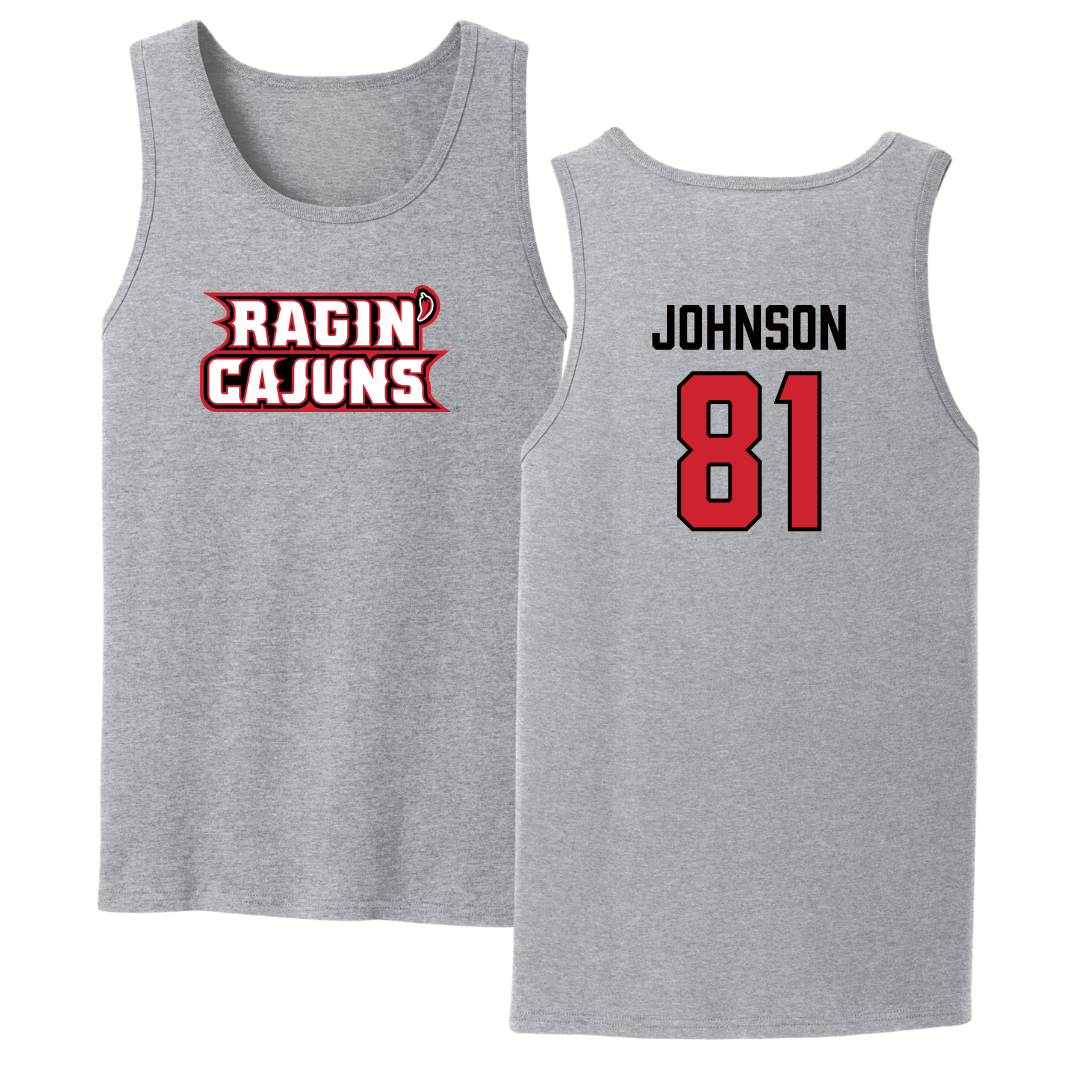 University of Louisiana at Lafayette Football Sport Gray Tank Top - #81 Jaydon Johnson