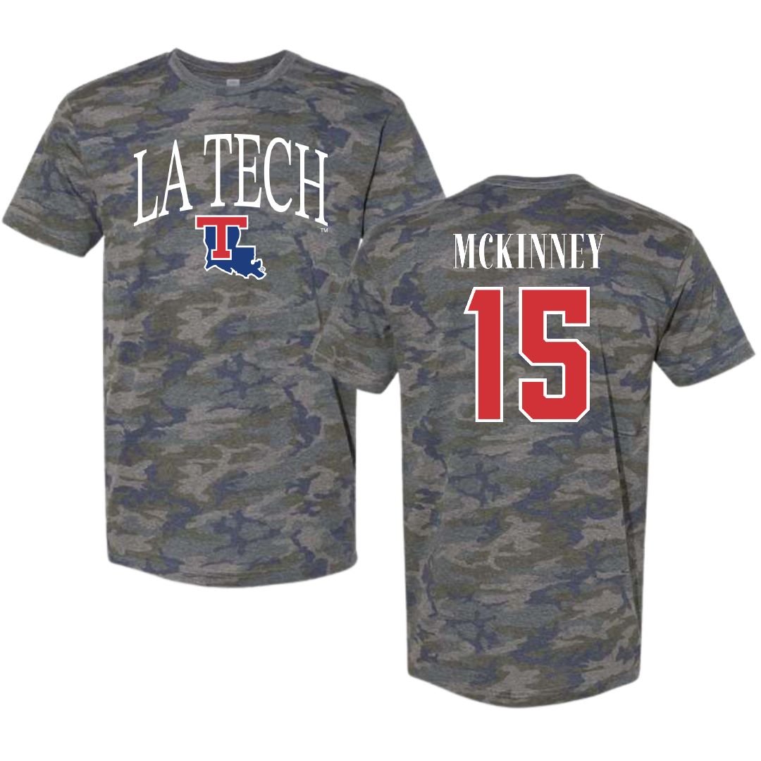 Louisiana Tech University Soccer Vintage Camo Tee - #15 Callie McKinney
