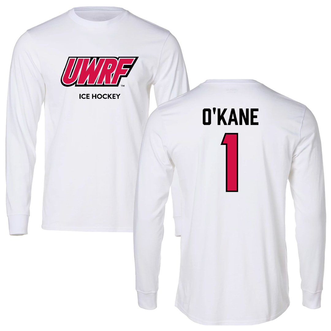 University of Wisconsin-River Falls Ice Hockey (W) White Long Sleeve - #1 Jordan O'Kane