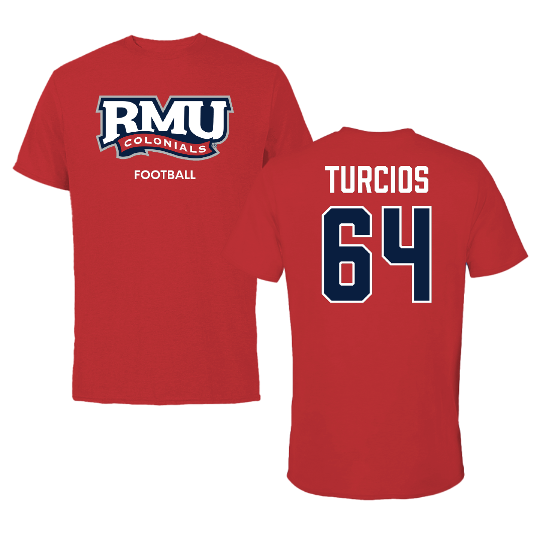 Robert Morris University Football Red Colonials Performance Tee - #64 Diego Turcios