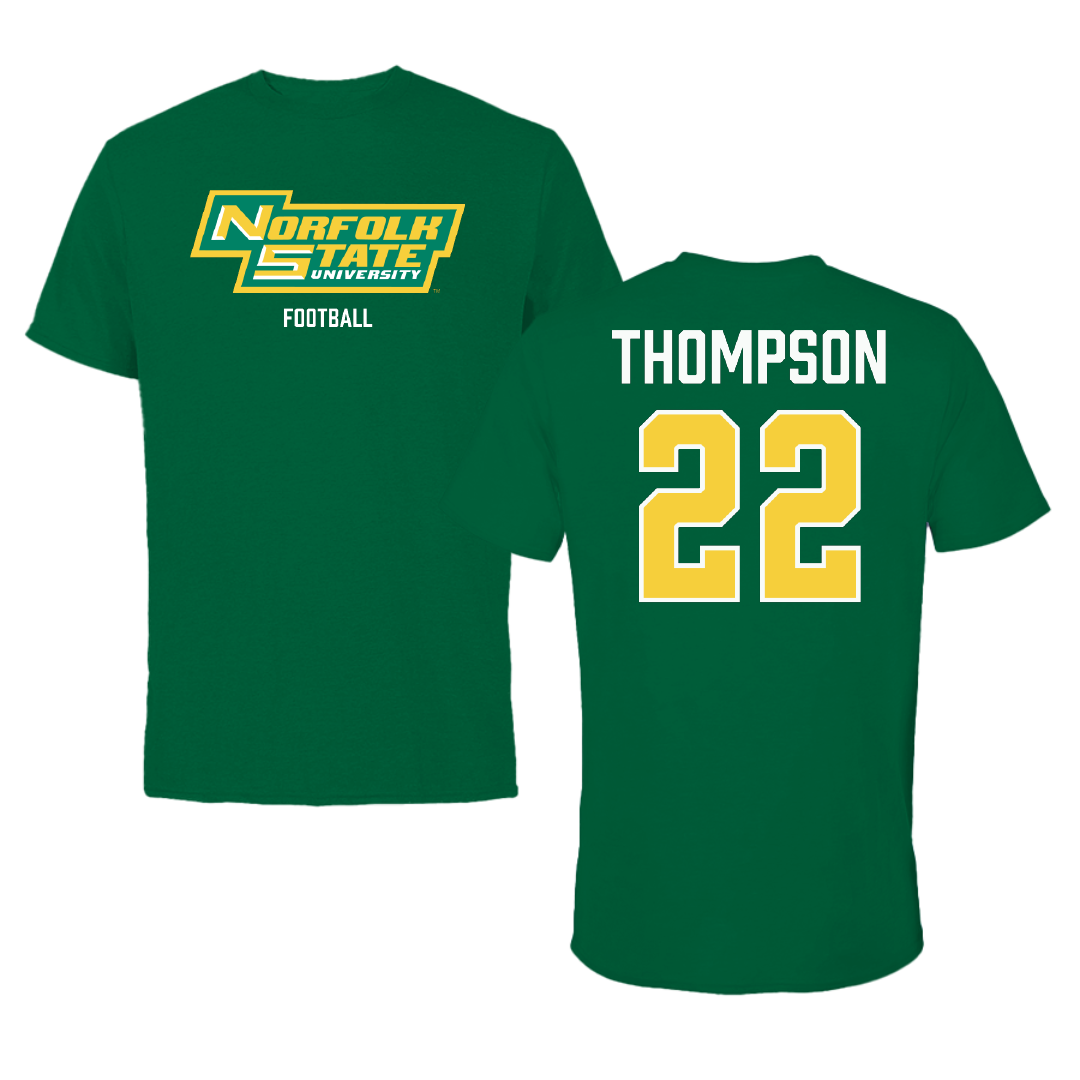 Norfolk State University Football Green Performance Tee - #22 Ryan Thompson