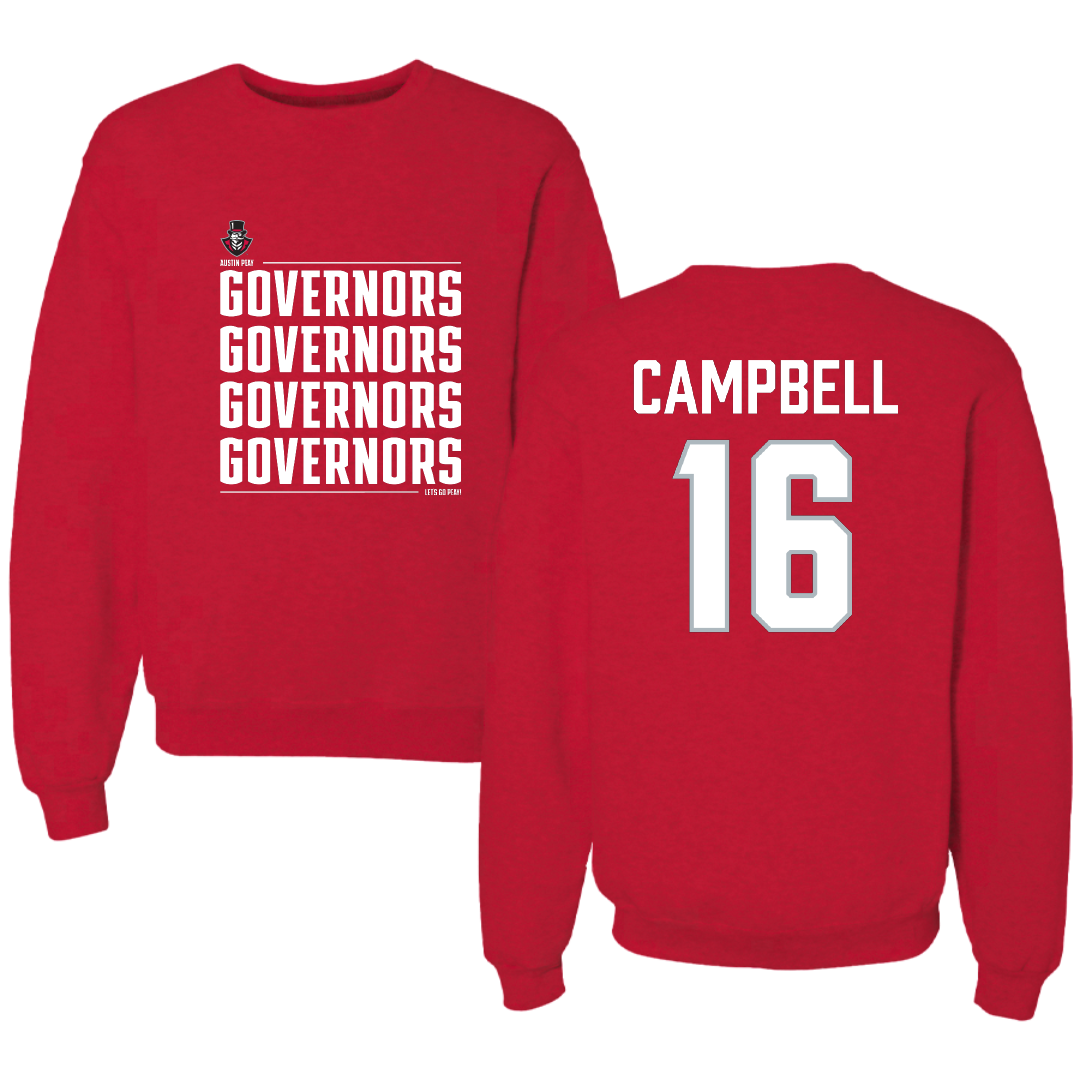 Austin Peay State University Softball Red General Crewneck - #16 Kylie Campbell