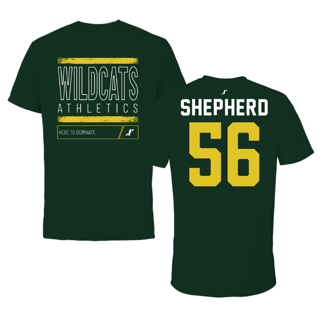 Northern Michigan University Football Forest Green Dominate Performance Tee - #56 Graycen Shepherd