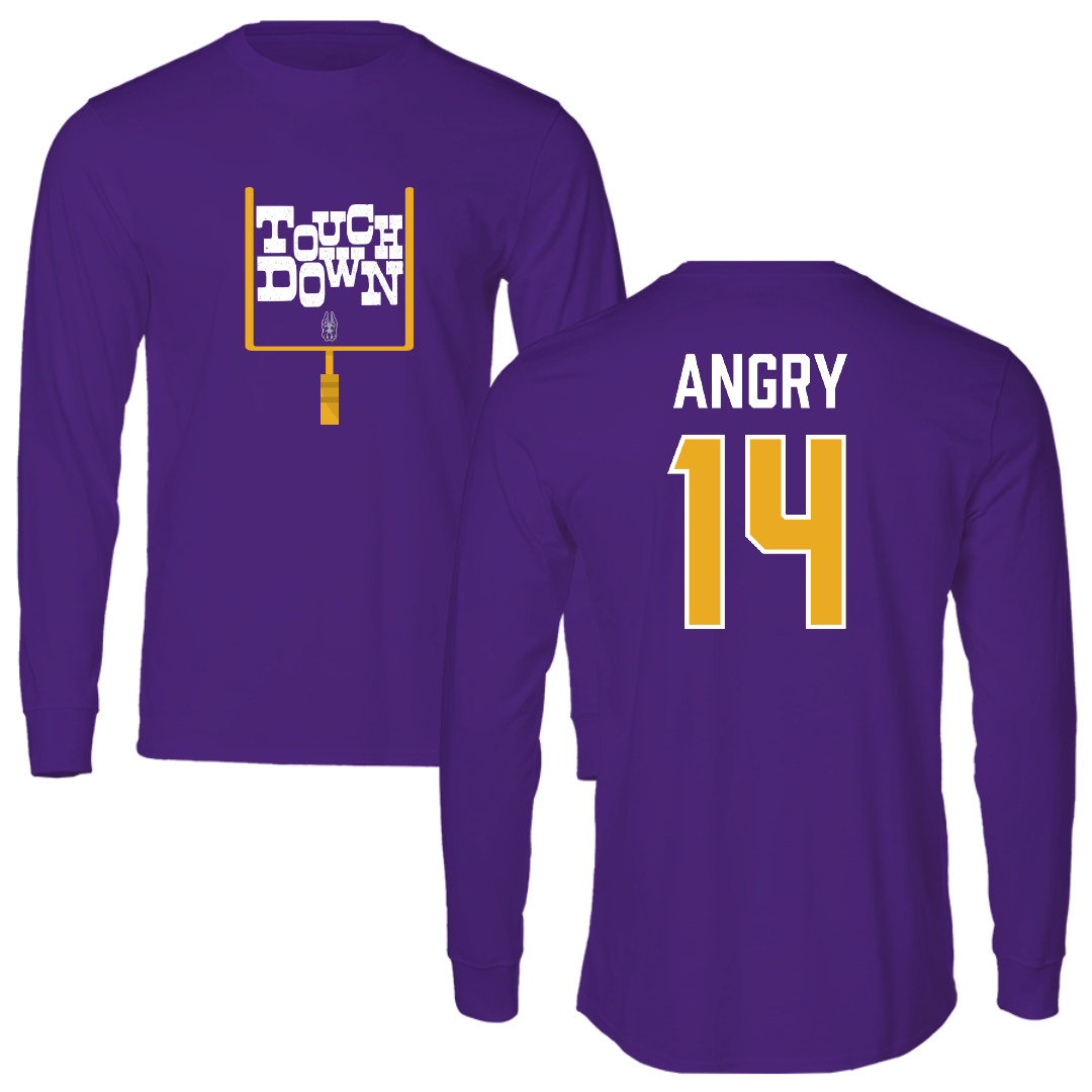 University at Albany Football Purple Touchdown Performance Long Sleeve - #14 Kevon Angry