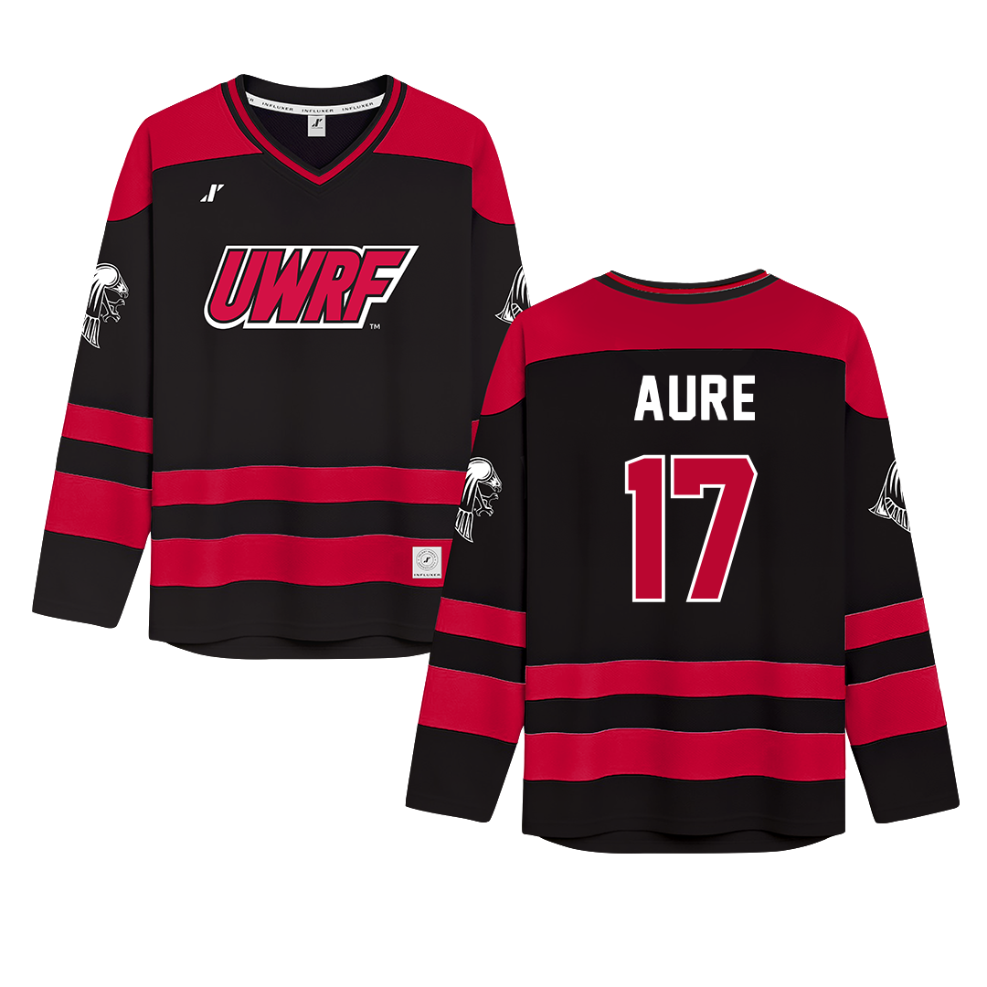 University of Wisconsin-River Falls Black Hockey Jersey - #17 MaKenna Aure