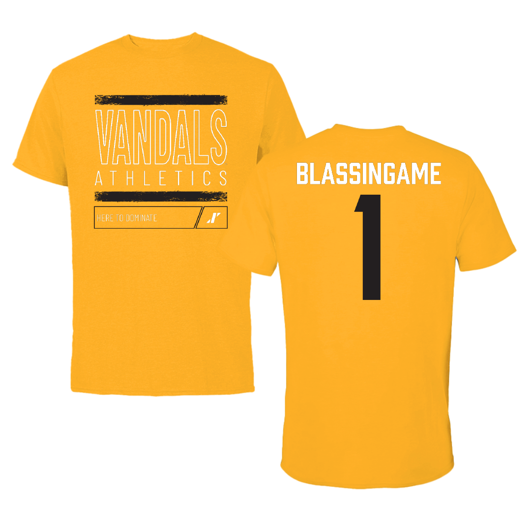 University of Idaho Basketball Gold Dominate Performance Tee - #1 Trevon Blassingame