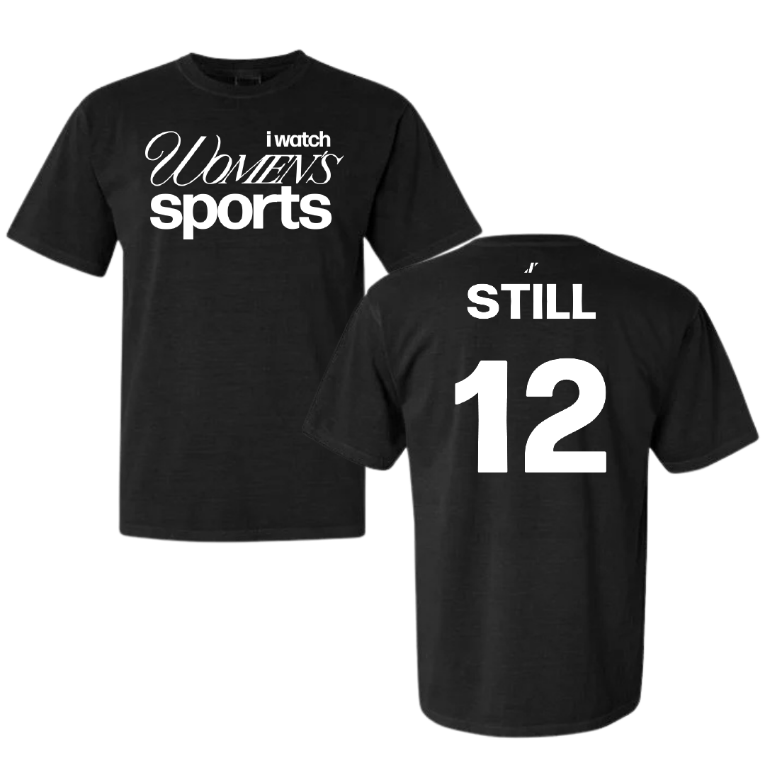 Jacksonville State University Soccer Black WHM Comfort Colors Tee - #12 Brookelyn Still